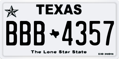 TX license plate BBB4357