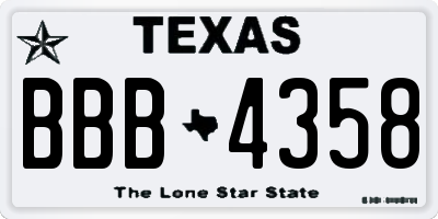 TX license plate BBB4358