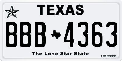 TX license plate BBB4363