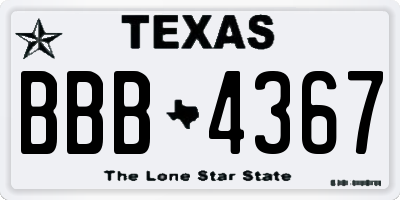 TX license plate BBB4367