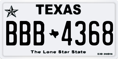 TX license plate BBB4368