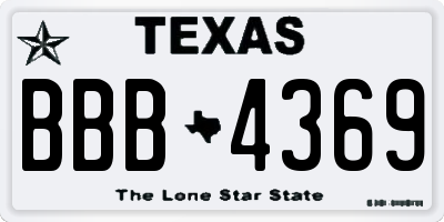 TX license plate BBB4369