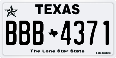 TX license plate BBB4371