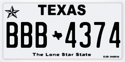 TX license plate BBB4374