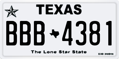 TX license plate BBB4381