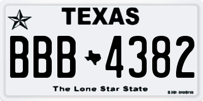 TX license plate BBB4382