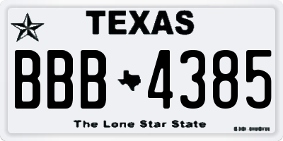 TX license plate BBB4385