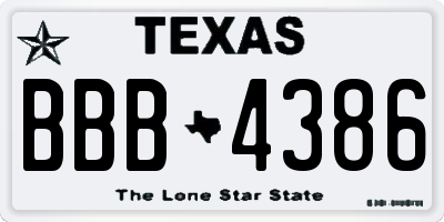 TX license plate BBB4386