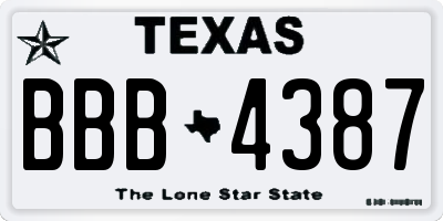 TX license plate BBB4387