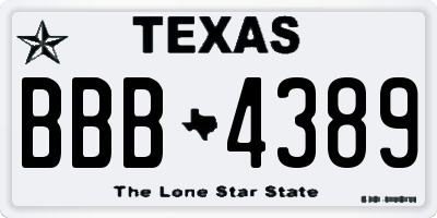 TX license plate BBB4389