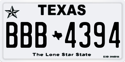 TX license plate BBB4394