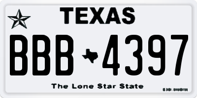 TX license plate BBB4397