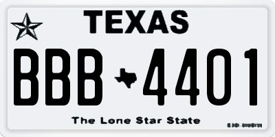 TX license plate BBB4401