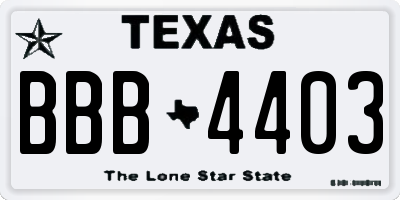 TX license plate BBB4403