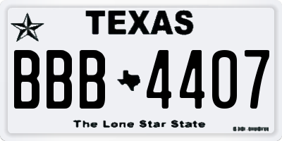 TX license plate BBB4407