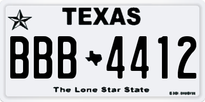 TX license plate BBB4412