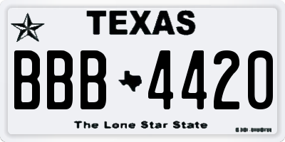 TX license plate BBB4420