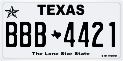 TX license plate BBB4421