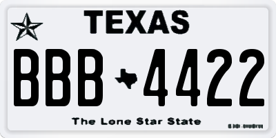 TX license plate BBB4422