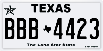 TX license plate BBB4423