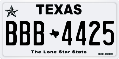 TX license plate BBB4425