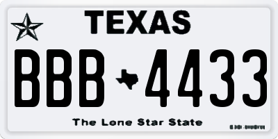 TX license plate BBB4433