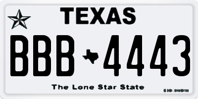 TX license plate BBB4443