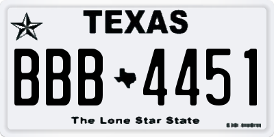 TX license plate BBB4451