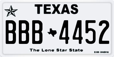 TX license plate BBB4452