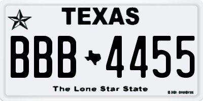 TX license plate BBB4455