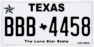 TX license plate BBB4458