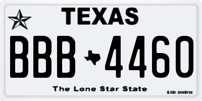 TX license plate BBB4460