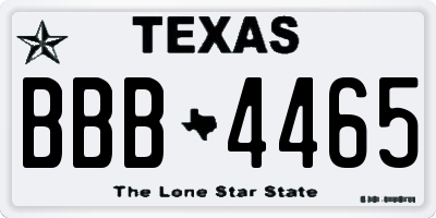 TX license plate BBB4465