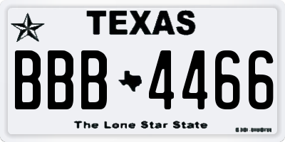 TX license plate BBB4466