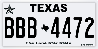 TX license plate BBB4472