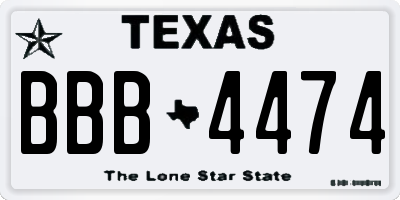 TX license plate BBB4474