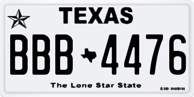 TX license plate BBB4476