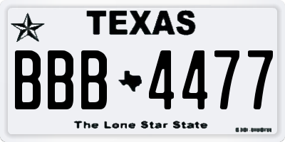 TX license plate BBB4477