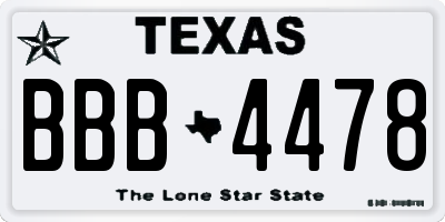 TX license plate BBB4478