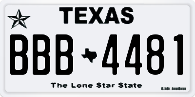 TX license plate BBB4481