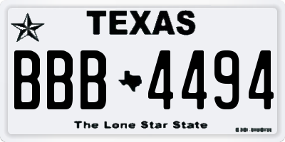 TX license plate BBB4494