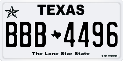 TX license plate BBB4496