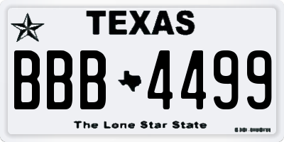 TX license plate BBB4499