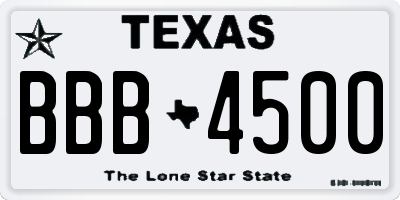 TX license plate BBB4500