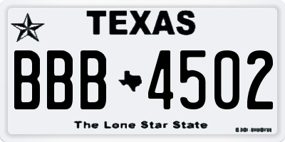 TX license plate BBB4502