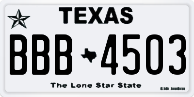 TX license plate BBB4503