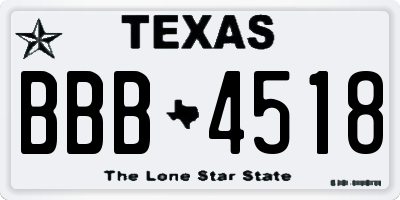 TX license plate BBB4518