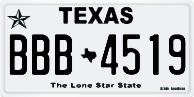 TX license plate BBB4519