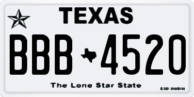 TX license plate BBB4520