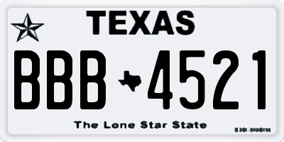 TX license plate BBB4521